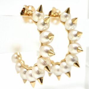 TASAKI(田崎真珠)◆K18本真珠 デインジャー ピアス◆U 約6.1g 4.5mm珠 earring パール pearl jewelry ジュエリー EC8/EC8