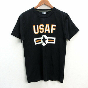 y■アヴィレックス/AVIREX USAF アメカジTシャツ■紺【メンズL】MENS/15【中古】