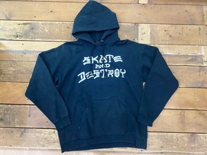 ☆THRASHER/スラッシャー プリントパーカー sizeM メンズ ブラック×ホワイト ストリート スケボー スケートボード 古着 used☆