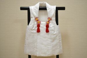 女の子　七五三　かわいい 被布　白　日本製 【３歳用】　ngs-hifu-15