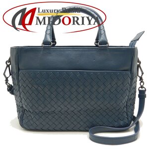 BOTTEGAVENETA ボッテガヴェネタ トートバッグ イントレチャート 2WAY レザー ネイビー/252367【中古】