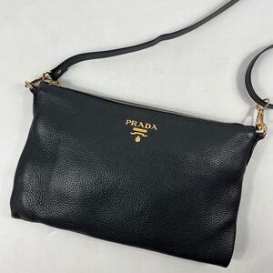 1円〜【入手困難品】 PRADA プラダ ショルダーバッグ 斜め掛け サコッシュ ブラック 黒 レザー ヴィッテロダイノ クロスボディ 鞄