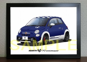 ABARTH アバルト ６９５ セッタンタアニヴェルサーリオ デジタルイラスト 自動車アートA4 FIAT ７０