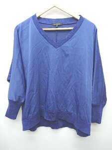 ◇ Θ LAUTREAMONT ロートレアモン Vネック 長袖 Tシャツ カットソー サイズ38 ネイビー系 レディース P