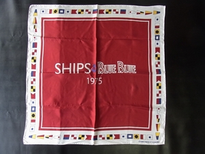 日本製★BLUE BLUE x SHIPS 1975 コラボ★100% SILK シルク 絹 スカーフ★未使用★国際信号旗? ブルーブルー 聖林公司 シップス