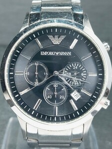 EMPORIO ARMANI エンポリオアルマーニ AR-2434 アナログ クォーツ 腕時計 ブラック文字盤 クロノグラフ デイトカレンダー 新品電池交換済み