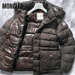 極美品◎MONCLER AMBROISE ダウンジャケット 2way フード着脱 ロゴワッペン コート ビジネス モンクレール アンブロワーズ メンズ 1/M