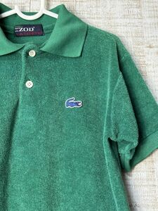 ☆US古着 70s ヴィンテージ izod ラコステ 糸巻タグ ポロシャツ パイル生地 ワニロゴ グリーン 緑 キッズ 【XSくらい】　　◆4618◆