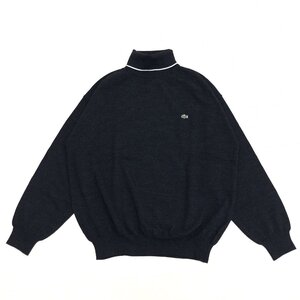 ●美品 LACOSTE ラコステ タートルネック ウール ニット セーター 5(XL相当) ダークグレー 大沢商会 2L LL 特大 大きい 古着 ヴィンテージ