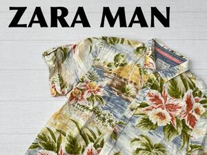 ☆送料無料☆ ZARA MAN ザラ メン 古着 半袖 総柄 シャツ メンズ S トップス 中古 即決