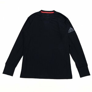 adidas アディダス ロゴプリント 吸水速乾 ドライ ストレッチ Tシャツ L 黒 ブラック 長袖 トレーニングシャツ コンプレッションシャツ