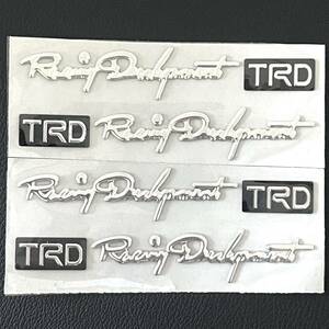 送料無料【 シルバー/ブラック 4個 】TRD 3Dステッカー◆ドアノブ ダッシュボード トランク フェンダー等に