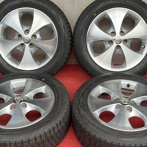 75%溝有。TOYOTA アルファード10系 純正17インチ×7J+45 PCD114.3/5HホイールDUNLOP 225/55R17スタッドレスタイヤ付き4本セット。