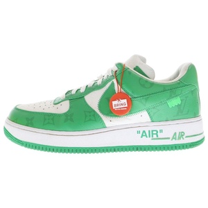 ルイヴィトン ×AIR FORCE 1 LOW 1A9V9U ナイキ エアフォースワン モノグラム ローカットスニーカー ホワイト/グリーン US9/27cm