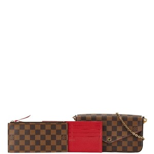 ルイ ヴィトン ダミエ ポシェットフェリシー 斜め掛け チェーン ショルダーバッグ N63032 ブラウン PVC レザー LOUIS VUITTON 【中古】