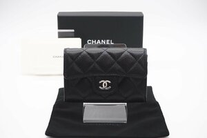 ☆安心の３大保証☆ Aランク ≪CHANEL シャネル/二つ折り財布≫ AP3179 マトラッセ キャビアスキン クラシック カードケース ブラック 美品