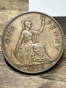 1945年 GEORGIVS VI OMN REX IND IMP ONE PENNY 古錢 coins コイン coin メダル antiques trade currency hard goods currency cu