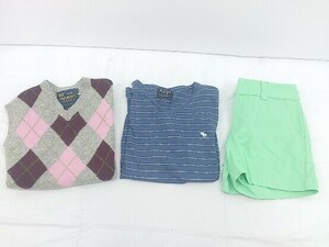 ◇ 《 Abercrombie&Fitch/TOMMY HILFIGER まとめ売り3点セット サイズS&M&4 ベスト Tシャツ パンツ レディース メンズ 》 P