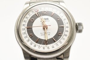 稼働品 オリス デイト ラウンド 裏スケ シルバー メンズ 自動巻き 腕時計 ORIS