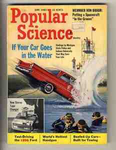 【e2263】63.6 POPULAR SCIENCE ／もしあなたの自動車が水中に飛び込んだら、初期の自動車を作る、刑務所、イルカ、飛行艇…