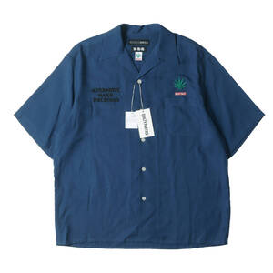 新品 WACKO MARIA ワコマリア シャツ サイズ:XL 24SS 舐達麻 HIGH TIMES オープンカラー 半袖シャツ 50S OPEN COLLAR SHIRT ネイビー