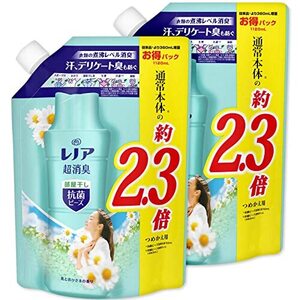 まとめ買い レノア 超消臭 抗菌ビーズ 部屋干し 花とおひさまの香り つめかえ用 特大 1120mL × 2個