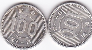 ●●☆稲穂100円銀貨　昭和41年 2枚★