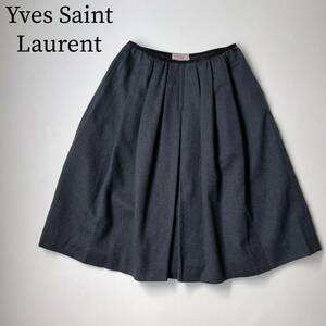 Yves Saint Laurent イヴサンローラン フレアスカート ツイル　膝丈　膝下丈　ミンク混 vintage ヴィンテージ レディース