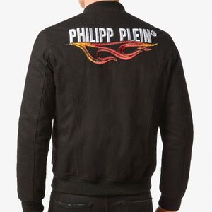 【CU】PHILIPP PLEIN　フィリップ　プレイン　デニムボンバージャケット　ブラック　MRB1159 PDE004N-DT381 ロゴ刺繍【新品・正規品】