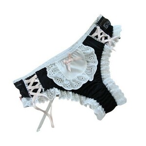 ☆超カワ メイド エプロン風 ランジェリー 7113☆ロリータ Sexy シースルー レース Ｔバック☆ブラック ＬLサイズ 現品限り おすすめ☆