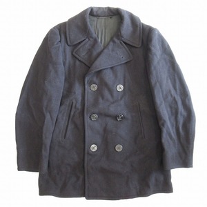 60s 1960年代 ヴィンテージ U.S.NAVY 米軍 PEA COAT メルトン ピーコート 1961年製 海軍 ミリタリー ジャケット ブルゾン アウター 40R 紺