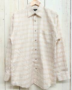 BURBERRY バーバリー LONDON ＊チェック 襟 袖口　芯地入り ＊ドレスシャツ ワイシャツ L size ホワイト ベージュ 三陽商会 シック 日本製