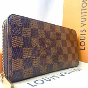 ★最高級★LOUIS VUITTON ルイヴィトン ダミエ ジッピーウォレット ラウンドファスナー 長財布 N60015 メンズ ブラウン エベヌ レディース