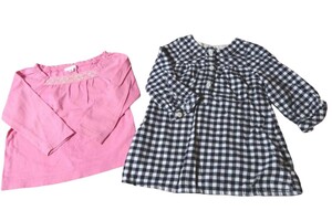 a.v.v キッズ長袖Tシャツトップス 無印良品 ギンガムチェックチュニック 女の子 90 2枚セット アー・ヴェ・ヴェ 薄手トップス 春トップス