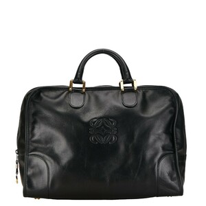 ロエベ アマソナ ボストンバッグ ハンドバッグ ブラック レザー レディース LOEWE 【中古】