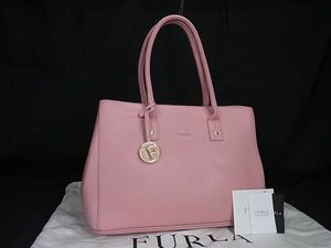 1円 ■美品■ FURLA フルラ リンダ レザー ハンドバッグ トートバッグ ショルダーバッグ レディース ピンク系 FA8847