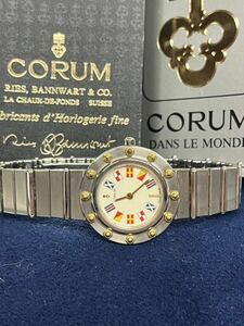 希少 保証書 箱付 CORUM SS/K18 47.435.39V96 アドミラルズカップ SS/K18 クォーツ レディース コルム 不動品