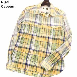 Nigel Cabourn ナイジェルケーボン 通年 エポレット★ フラップポケット 長袖 ワーク チェック シャツ Sz.48　メンズ 日本製　I4T01736_5#C