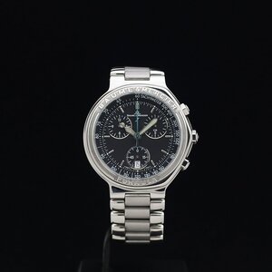 1円～ 美品 希少 BAUME&MERCIER ボーム＆メルシエ FORMULA フォーミュラ 1/10クロノ MV 04 FO 08 SS メンズ クォーツ 黒文字盤