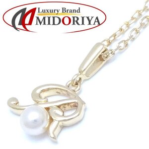 MIKIMOTO ミキモト イニシャル ペンダント ネックレス R パール3.7ミリ 真珠 アルファベット K18YG イエローゴールド/292553【中古】