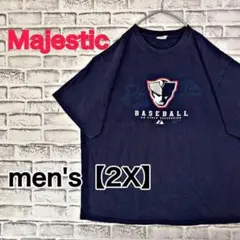 【G722】Majestic 半袖プリントTシャツ【2X】ネイビー