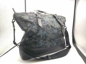 超美品 COACH/コーチ キャンバス レザー 2WAY トートバッグ F87397 ネイビー マーサー フローラル