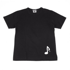 ブラックコムデギャルソンBLACK COMME des GARCONS 音符プリントTシャツ 黒XS 【レディース】