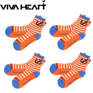 ★VIVA HEART ビバハート 013-46861 レディース ロークルーソックス ×4足（オレンジ）靴下★送料無料★