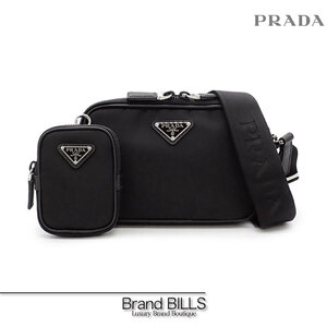 未使用品 PRADA プラダ Re-Nylon サフィアーノ ショルダーバッグ 2VH070 ブラック シルバー金具 トライアングルロゴ ポーチ付き