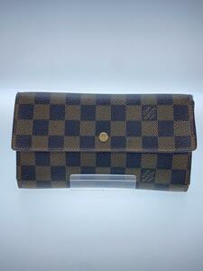 LOUIS VUITTON◆ポルト・トレゾール・インターナショナル_ダミエ・エベヌ_BRW/PVC/BRW/レディース