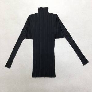 ● PLEATS PLEASE プリーツプリーズ カットソー トップス ハイネック 変形 イッセイミヤケ ISSEY MIYAKE 日本製 ブラック size4 0.13kg