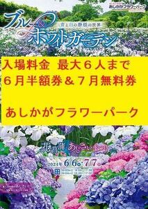 あしかがフラワーパーク 6月3人半額券＆7月6人無料券セット 花しょうぶ あじさいまつり 期限2024.7.31 PayPay ポイント消化