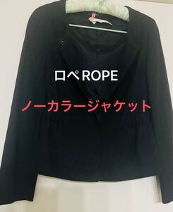 ROPE 秋冬ジャケット ロペハーフコート　ノーカラージャケット　レディースジャケット　ジャケット　上着　ブラック　黒　アウター