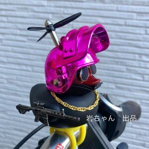 【黒　ピンク戦士】アヒル隊長　車　自転車　バイク　飾り　プロペラ ヘルメット　騎乗パートナー